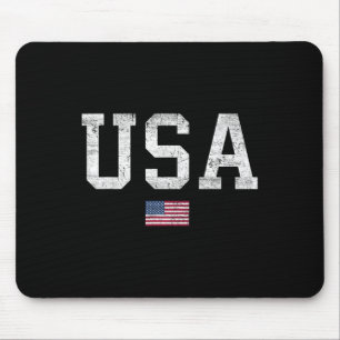 Usa T Shirt Women Men Kids Patriotic American Flag Mouse Pad