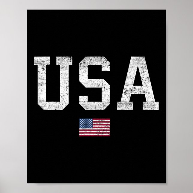 Usa T Shirt Women Men Kids Patriotic American Flag Poster (Front)