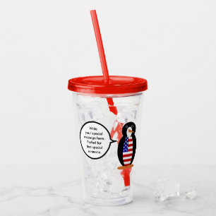 USA Talking Ms. Penguin Personalised Acrylic Tumbler