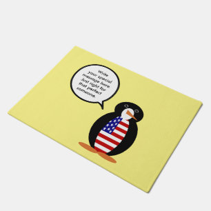 USA Talking Ms. Penguin Personalised Doormat
