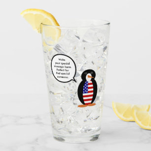 USA Talking Ms. Penguin Personalised Glass