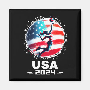 Usa team 2024 volleyball shirt for men women kids magnet