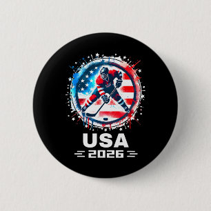 Usa Team 2026 Hockey American Flag Women Men Kids 6 Cm Round Badge