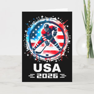 Usa Team 2026 Hockey American Flag Women Men Kids  Card