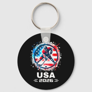 Usa Team 2026 Hockey American Flag Women Men Kids  Key Ring