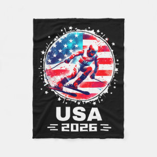 Usa team 2026 skiing shirt for men women kids fleece blanket
