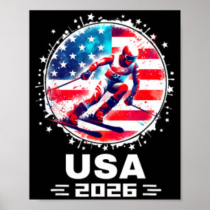 Usa team 2026 skiing shirt for men women kids poster