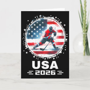 Usa Team 2026 United States American Flag Hockey U Card