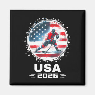 Usa Team 2026 United States American Flag Hockey U Magnet