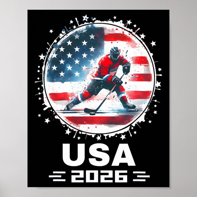 Usa Team 2026 United States American Flag Hockey U Poster (Front)