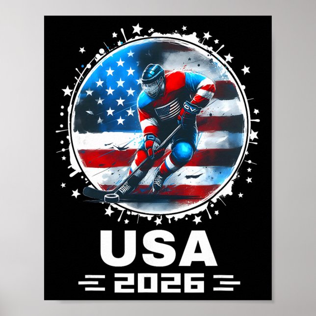 Usa Team 2026 United States American Flag Hockey U Poster (Front)