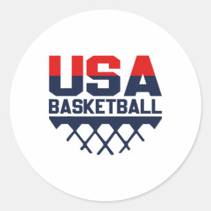 Usa Team Sports Basketball  Classic Round Sticker
