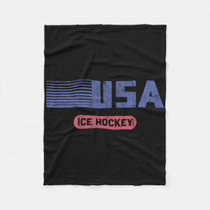 Usa Team Sports Retro Usa Team American Ice Hockey Fleece Blanket