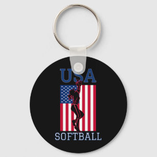 Usa Team Women Sports Patriotic American Flag Girl Key Ring