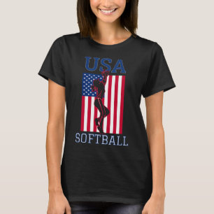 Usa Team Women Sports Patriotic American Flag Girl T-Shirt