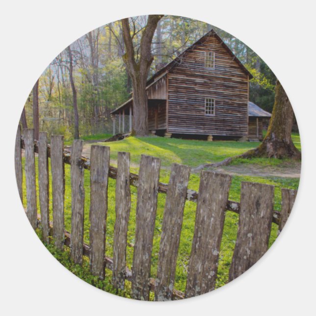 USA, Tennessee, Cabin In Cades Cove Classic Round Sticker (Front)