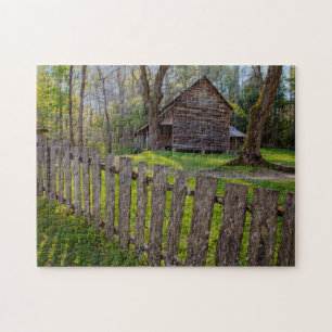 USA, Tennessee, Cabin In Cades Cove Jigsaw Puzzle