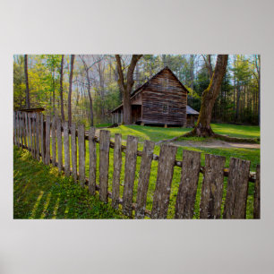 USA, Tennessee, Cabin In Cades Cove Poster