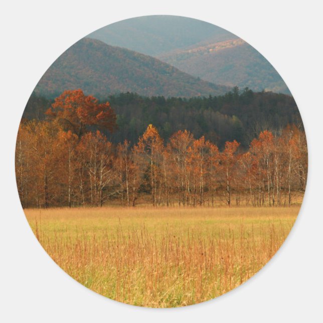 USA, Tennessee. Cades Cove In Smoky Mountain Classic Round Sticker (Front)