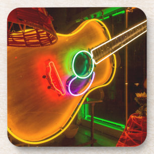 USA, Texas, Austin. Neon Guitar At Blackmail Coaster