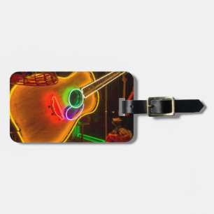 USA, Texas, Austin. Neon Guitar At Blackmail Luggage Tag