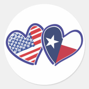 USA-Texas-Flag-Heart Classic Round Sticker