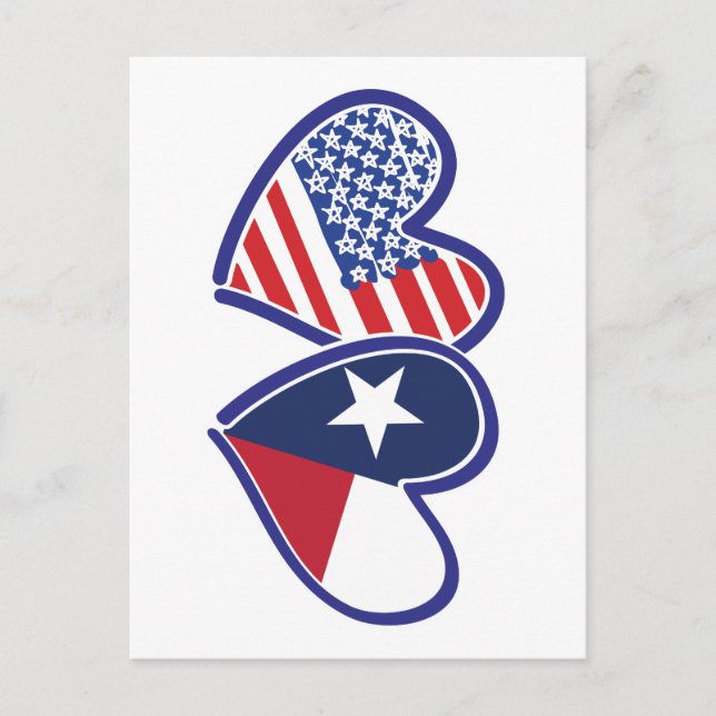 USA-Texas-Flag-Heart Postcard (Front)