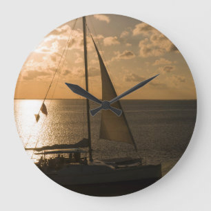 USA, Texas, South Padre Island. Sailboat Large Clock