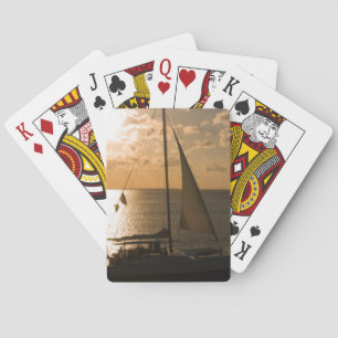 USA, Texas, South Padre Island. Sailboat Playing Cards