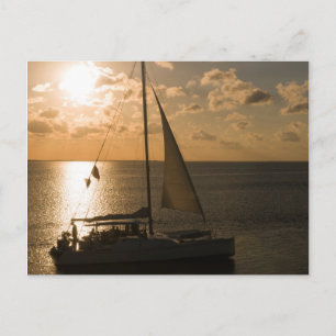 USA, Texas, South Padre Island. Sailboat Postcard