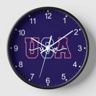 USA Text 4th Of July Design-62118 Clock