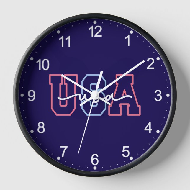 USA Text 4th Of July Design-62118 Clock (Front)