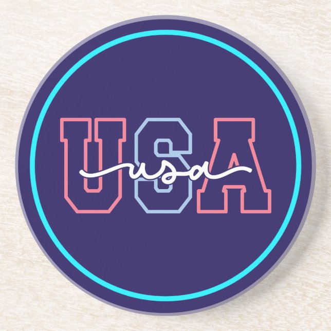 USA Text 4th Of July Design-62118 Coaster (Front)