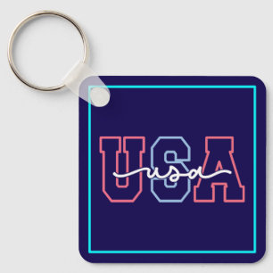 USA Text 4th Of July Design-62118 Key Ring