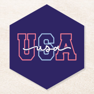 USA Text 4th Of July Design-62118 Paper Coaster