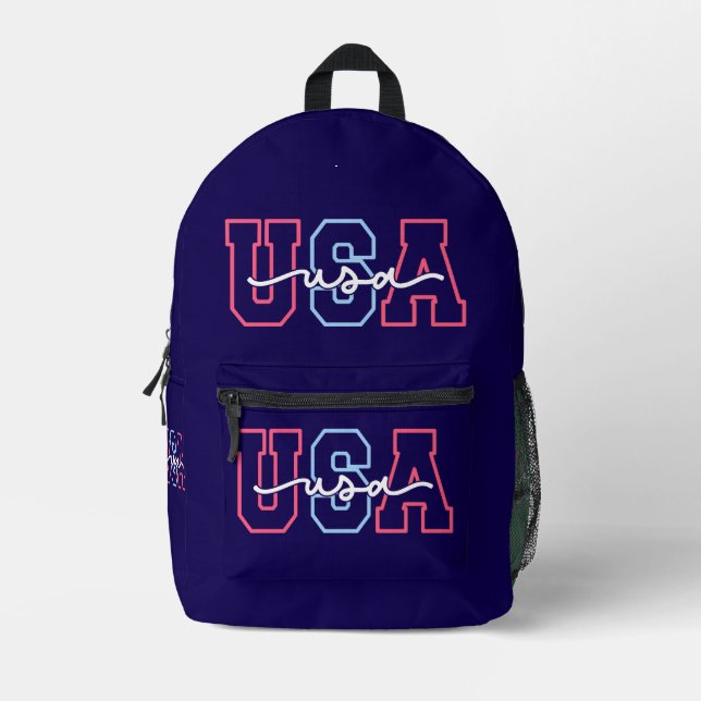 USA Text 4th Of July Design-62118 Printed Backpack (Front)