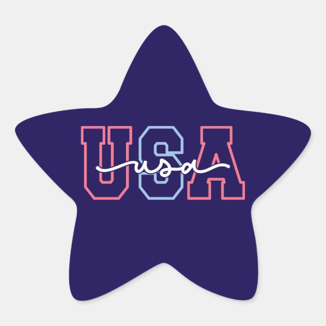 USA Text 4th Of July Design-62118 Star Sticker (Front)