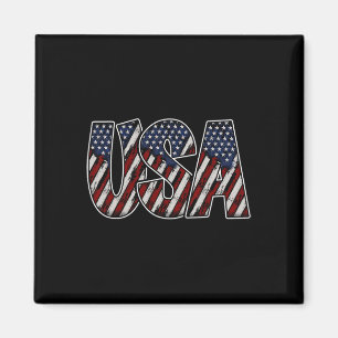 Usa Text Flag Shirt - American Flag Patriotic 4th Magnet