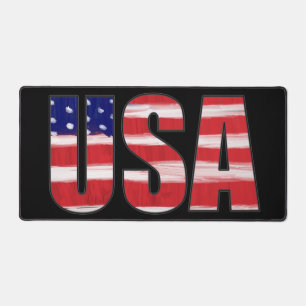 USA Text In Flag Colours  Desk Mat