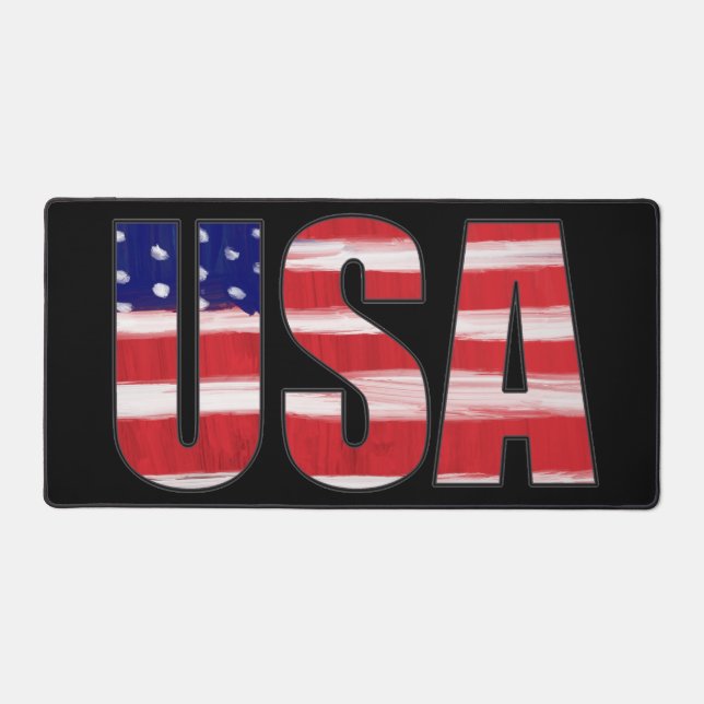 USA Text In Flag Colours  Desk Mat (Front)