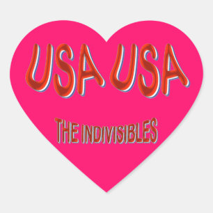 USA THE INDIVISIBLES Red White Blue Heart Sticker