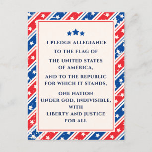 USA The Pledge Of Allegiance Red Blue Flag Custom Postcard