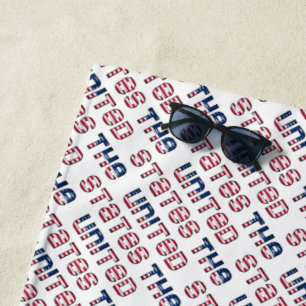 USA The United States American Flag Typography Beach Towel