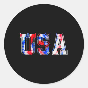 Usa Tie Dye Patriotic Red White Blue 4th Of July M Classic Round Sticker