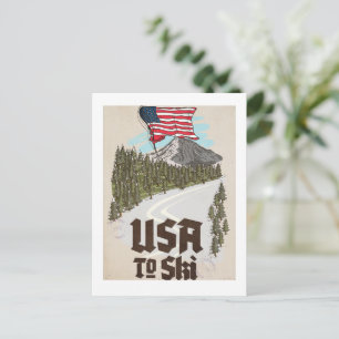 USA To Ski Postcard