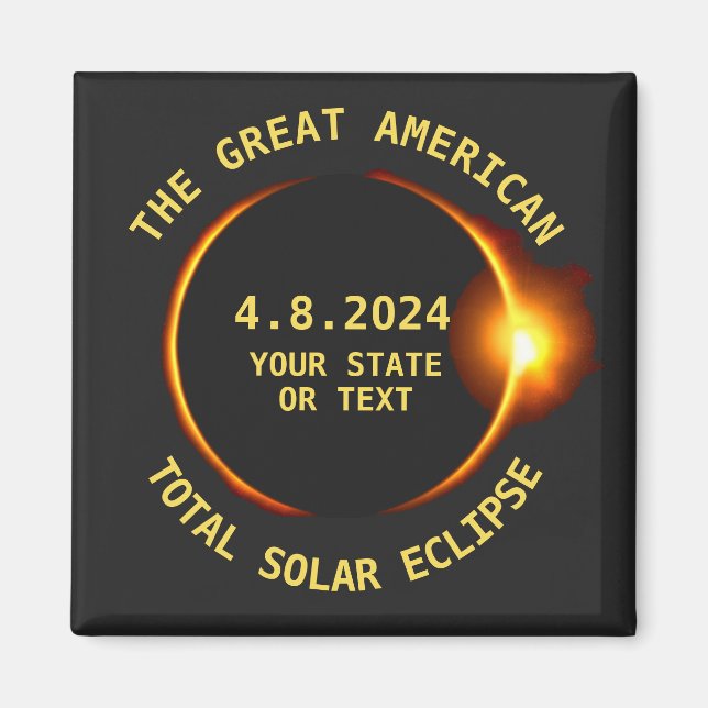 USA Total Solar Eclipse Party 4/8/2024 Custom Text Magnet (Front)