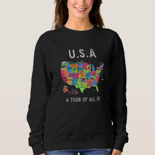USA Travel  Visit 50 States Map  2 Sweatshirt