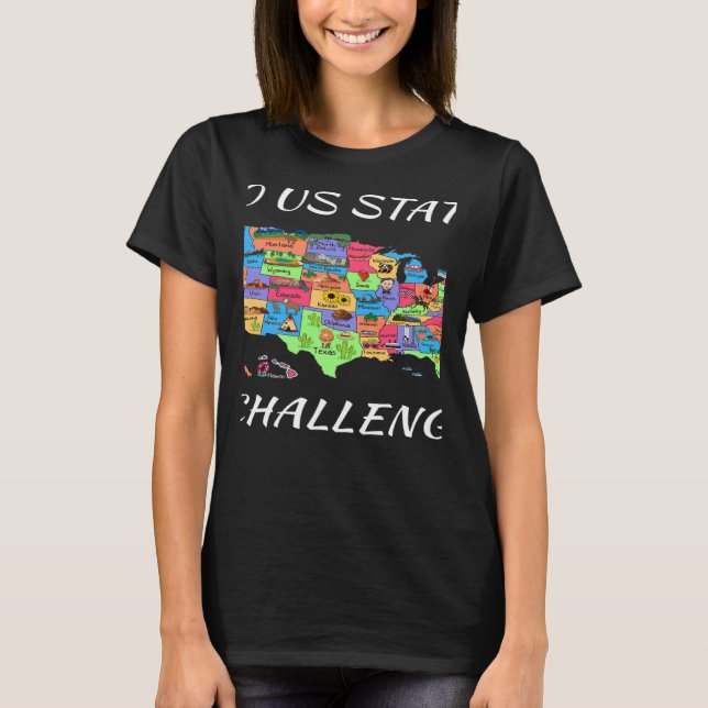 USA Travel Visit 50 States Map T-Shirt (Front)