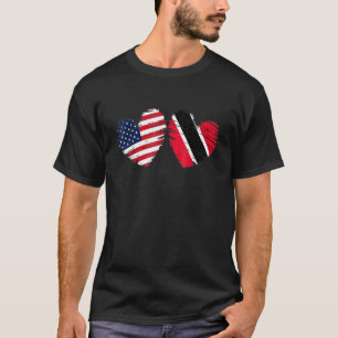 USA Trinidad and Tobago Flag Heart Trinbagonian Am T-Shirt