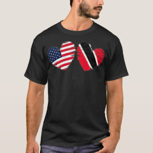USA Trinidad and Tobago Flag Heart Trinbagonian Am T-Shirt